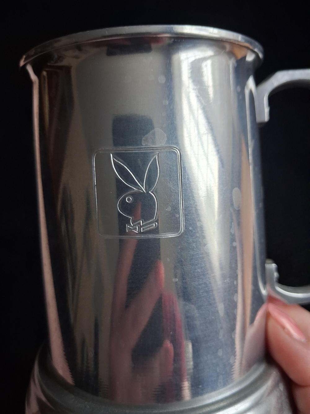 Pair of Stainless Steel Tankards w/ Playboy  Bunny Logo - Picture 4 of 8